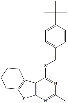 4-tert-butylbenzyl 2-methyl-5,6,7,8-tetrahydro[1]benzothieno[2,3-d]pyrimidin-4-yl sulfide,379244-90-3,结构式
