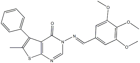 6-methyl-5-phenyl-3-[(3,4,5-trimethoxybenzylidene)amino]thieno[2,3-d]pyrimidin-4(3H)-one Structure