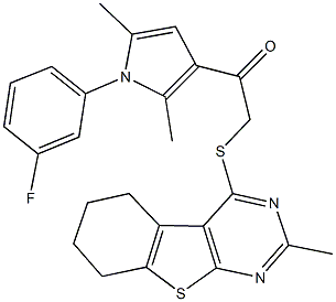 1-[1-(3-fluorophenyl)-2,5-dimethyl-1H-pyrrol-3-yl]-2-[(2-methyl-5,6,7,8-tetrahydro[1]benzothieno[2,3-d]pyrimidin-4-yl)sulfanyl]ethanone|