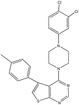 4-[4-(3,4-dichlorophenyl)-1-piperazinyl]-5-(4-methylphenyl)thieno[2,3-d]pyrimidine 结构式