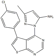 1-[5-(4-chlorophenyl)thieno[2,3-d]pyrimidin-4-yl]-3-methyl-1H-pyrazol-5-amine 结构式