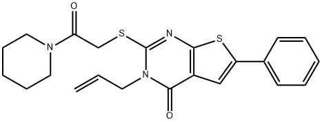 3-allyl-2-{[2-oxo-2-(1-piperidinyl)ethyl]sulfanyl}-6-phenylthieno[2,3-d]pyrimidin-4(3H)-one Structure