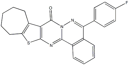 5-(4-fluorophenyl)-10,11,12,13-tetrahydro-8H,9H-cyclohepta[4',5']thieno[2',3':4,5]pyrimido[2,1-a]phthalazin-8-one,379246-27-2,结构式