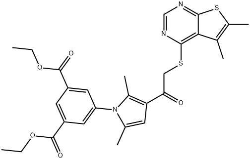 diethyl 5-(3-{[(5,6-dimethylthieno[2,3-d]pyrimidin-4-yl)sulfanyl]acetyl}-2,5-dimethyl-1H-pyrrol-1-yl)isophthalate,379246-91-0,结构式