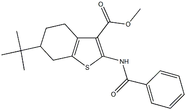 methyl 2-(benzoylamino)-6-tert-butyl-4,5,6,7-tetrahydro-1-benzothiophene-3-carboxylate Struktur