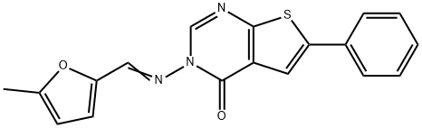 3-{[(5-methyl-2-furyl)methylene]amino}-6-phenylthieno[2,3-d]pyrimidin-4(3H)-one Structure