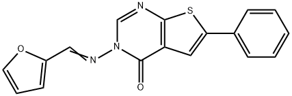 3-[(2-furylmethylene)amino]-6-phenylthieno[2,3-d]pyrimidin-4(3H)-one Structure