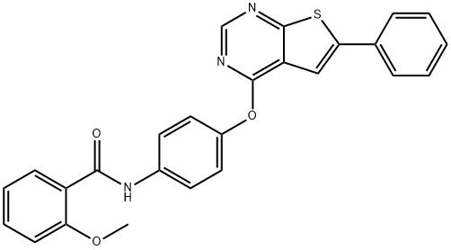 2-methoxy-N-{4-[(6-phenylthieno[2,3-d]pyrimidin-4-yl)oxy]phenyl}benzamide Struktur