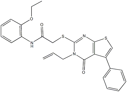 2-[(3-allyl-4-oxo-5-phenyl-3,4-dihydrothieno[2,3-d]pyrimidin-2-yl)sulfanyl]-N-(2-ethoxyphenyl)acetamide 化学構造式