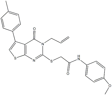 2-{[3-allyl-5-(4-methylphenyl)-4-oxo-3,4-dihydrothieno[2,3-d]pyrimidin-2-yl]sulfanyl}-N-(4-methoxyphenyl)acetamide Structure