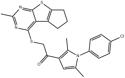 1-[1-(4-chlorophenyl)-2,5-dimethyl-1H-pyrrol-3-yl]-2-[(2-methyl-6,7-dihydro-5H-cyclopenta[4,5]thieno[2,3-d]pyrimidin-4-yl)sulfanyl]ethanone Structure