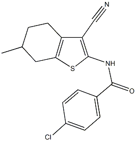 4-chloro-N-(3-cyano-6-methyl-4,5,6,7-tetrahydro-1-benzothien-2-yl)benzamide Structure