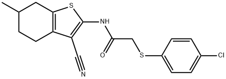 2-[(4-chlorophenyl)sulfanyl]-N-(3-cyano-6-methyl-4,5,6,7-tetrahydro-1-benzothien-2-yl)acetamide,379256-70-9,结构式