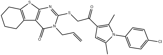 3-allyl-2-({2-[1-(4-chlorophenyl)-2,5-dimethyl-1H-pyrrol-3-yl]-2-oxoethyl}sulfanyl)-5,6,7,8-tetrahydro[1]benzothieno[2,3-d]pyrimidin-4(3H)-one Structure