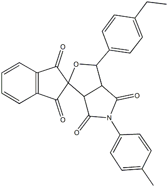 1-(4-ethylphenyl)-5-(4-methylphenyl)dihydro-1',3',4,6(2'H,3H,5H)-tetraoxospiro(1H-furo[3,4-c]pyrrole-3,2'-[1'H]-indene) Structure