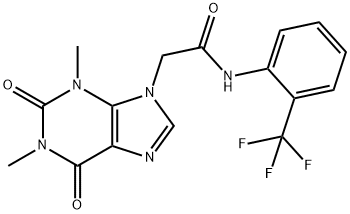2-(1,3-dimethyl-2,6-dioxo-1,2,3,6-tetrahydro-9H-purin-9-yl)-N-[2-(trifluoromethyl)phenyl]acetamide 化学構造式
