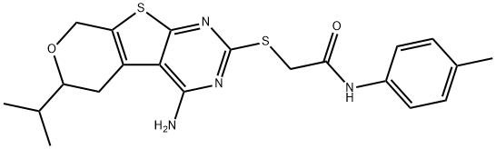 2-[(4-amino-6-isopropyl-5,8-dihydro-6H-pyrano[4',3':4,5]thieno[2,3-d]pyrimidin-2-yl)sulfanyl]-N-(4-methylphenyl)acetamide Structure