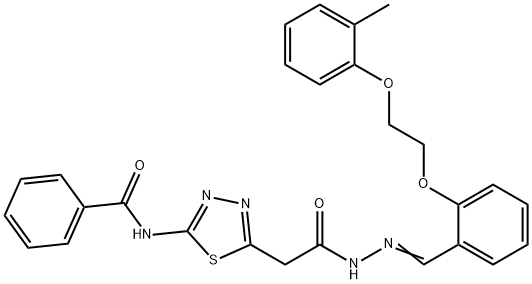 N-{5-[2-(2-{2-[2-(2-methylphenoxy)ethoxy]benzylidene}hydrazino)-2-oxoethyl]-1,3,4-thiadiazol-2-yl}benzamide Structure