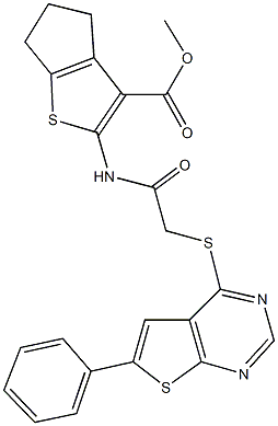 380191-32-2 methyl 2-({[(6-phenylthieno[2,3-d]pyrimidin-4-yl)sulfanyl]acetyl}amino)-5,6-dihydro-4H-cyclopenta[b]thiophene-3-carboxylate