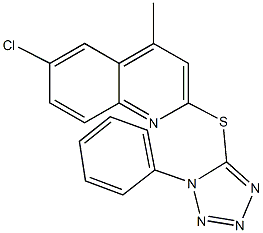 6-chloro-4-methyl-2-quinolinyl 1-phenyl-1H-tetraazol-5-yl sulfide 结构式