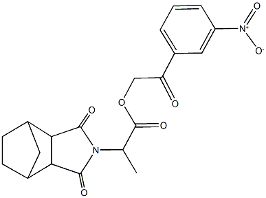 2-{3-nitrophenyl}-2-oxoethyl 2-(3,5-dioxo-4-azatricyclo[5.2.1.0~2,6~]dec-4-yl)propanoate Struktur