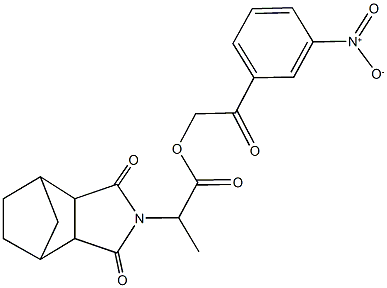 2-{3-nitrophenyl}-2-oxoethyl 2-(3,5-dioxo-4-azatricyclo[5.2.1.0~2,6~]dec-4-yl)propanoate 化学構造式