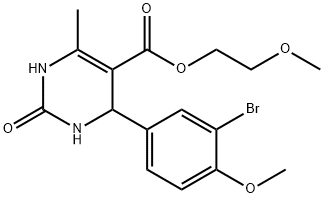 2-methoxyethyl 4-(3-bromo-4-methoxyphenyl)-6-methyl-2-oxo-1,2,3,4-tetrahydro-5-pyrimidinecarboxylate 化学構造式