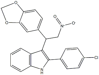 3-{1-(1,3-benzodioxol-5-yl)-2-nitroethyl}-2-(4-chlorophenyl)-1H-indole Struktur