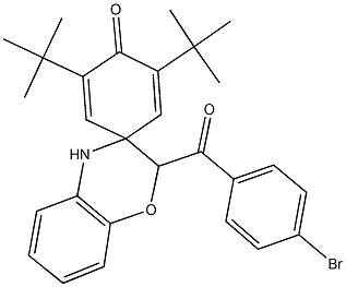 (4-bromophenyl)(2',6'-ditert-butyl-3,4-dihydro-1'-oxo-spiro(2H-[1,4]benzoxazine-3,4-[2,5]cyclohexadiene)-2-yl)methanone 化学構造式