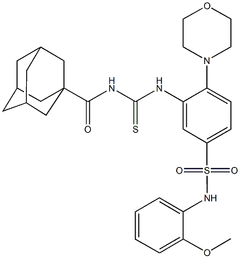 3-({[(1-adamantylcarbonyl)amino]carbothioyl}amino)-N-(2-methoxyphenyl)-4-(4-morpholinyl)benzenesulfonamide Structure
