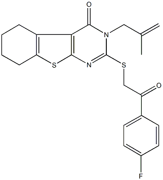 2-{[2-(4-fluorophenyl)-2-oxoethyl]sulfanyl}-3-(2-methyl-2-propenyl)-5,6,7,8-tetrahydro[1]benzothieno[2,3-d]pyrimidin-4(3H)-one Structure