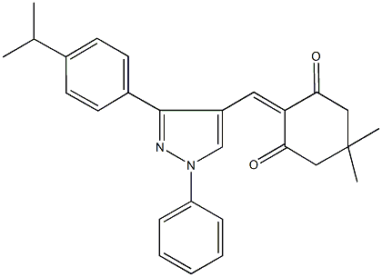 2-{[3-(4-isopropylphenyl)-1-phenyl-1H-pyrazol-4-yl]methylene}-5,5-dimethyl-1,3-cyclohexanedione Struktur
