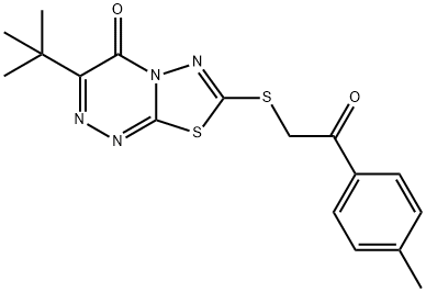 3-tert-butyl-7-{[2-(4-methylphenyl)-2-oxoethyl]sulfanyl}-4H-[1,3,4]thiadiazolo[2,3-c][1,2,4]triazin-4-one 化学構造式