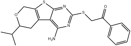 2-[(4-amino-6-isopropyl-5,8-dihydro-6H-pyrano[4',3':4,5]thieno[2,3-d]pyrimidin-2-yl)sulfanyl]-1-phenylethanone,380553-73-1,结构式