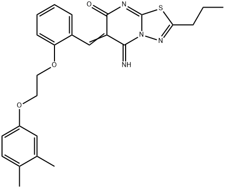 380568-19-4 6-{2-[2-(3,4-dimethylphenoxy)ethoxy]benzylidene}-5-imino-2-propyl-5,6-dihydro-7H-[1,3,4]thiadiazolo[3,2-a]pyrimidin-7-one