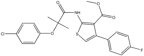 methyl 2-{[2-(4-chlorophenoxy)-2-methylpropanoyl]amino}-4-(4-fluorophenyl)-3-thiophenecarboxylate Structure