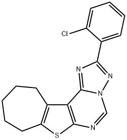 2-(2-chlorophenyl)-9,10,11,12-tetrahydro-8H-cyclohepta[4,5]thieno[3,2-e][1,2,4]triazolo[1,5-c]pyrimidine,380579-29-3,结构式