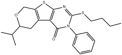 2-(butylsulfanyl)-6-isopropyl-3-phenyl-3,5,6,8-tetrahydro-4H-pyrano[4',3':4,5]thieno[2,3-d]pyrimidin-4-one,380579-53-3,结构式