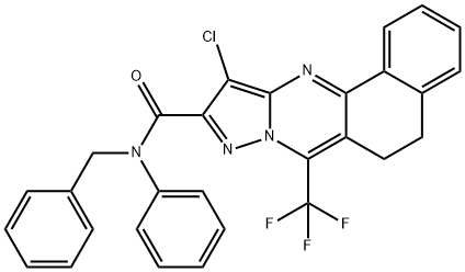 N-benzyl-11-chloro-N-phenyl-7-(trifluoromethyl)-5,6-dihydrobenzo[h]pyrazolo[5,1-b]quinazoline-10-carboxamide,380579-54-4,结构式