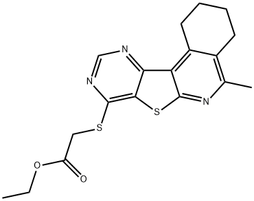 ethyl [(5-methyl-1,2,3,4-tetrahydropyrimido[4',5':4,5]thieno[2,3-c]isoquinolin-8-yl)sulfanyl]acetate Struktur