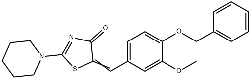 5-[4-(benzyloxy)-3-methoxybenzylidene]-2-(1-piperidinyl)-1,3-thiazol-4(5H)-one 结构式