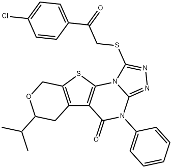 1-{[2-(4-chlorophenyl)-2-oxoethyl]sulfanyl}-7-isopropyl-4-phenyl-6,9-dihydro-7H-pyrano[4',3':4,5]thieno[3,2-e][1,2,4]triazolo[4,3-a]pyrimidin-5(4H)-one|