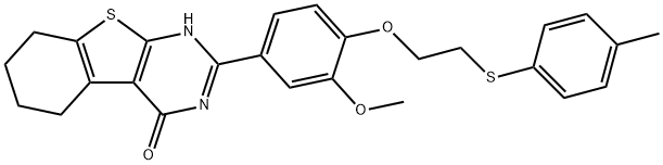 2-(3-methoxy-4-{2-[(4-methylphenyl)sulfanyl]ethoxy}phenyl)-5,6,7,8-tetrahydro[1]benzothieno[2,3-d]pyrimidin-4(3H)-one,380591-76-4,结构式