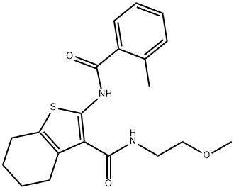 N-(2-methoxyethyl)-2-[(2-methylbenzoyl)amino]-4,5,6,7-tetrahydro-1-benzothiophene-3-carboxamide Structure