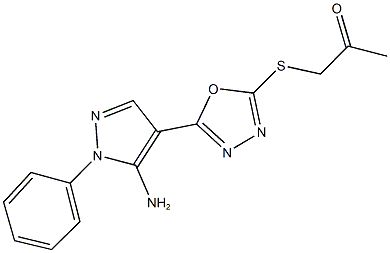 1-{[5-(5-amino-1-phenyl-1H-pyrazol-4-yl)-1,3,4-oxadiazol-2-yl]sulfanyl}acetone 结构式