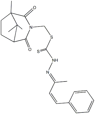 (1,8,8-trimethyl-2,4-dioxo-3-azabicyclo[3.2.1]oct-3-yl)methyl 2-(1-methyl-3-phenyl-2-propenylidene)hydrazinecarbodithioate Struktur