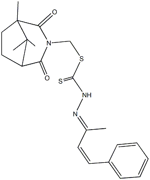 (1,8,8-trimethyl-2,4-dioxo-3-azabicyclo[3.2.1]oct-3-yl)methyl 2-(1-methyl-3-phenyl-2-propenylidene)hydrazinecarbodithioate 结构式