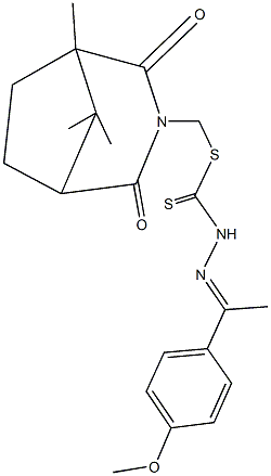 (1,8,8-trimethyl-2,4-dioxo-3-azabicyclo[3.2.1]oct-3-yl)methyl 2-[1-(4-methoxyphenyl)ethylidene]hydrazinecarbodithioate Structure