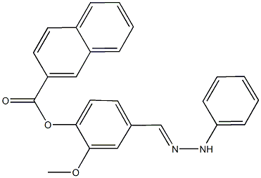 2-methoxy-4-(2-phenylcarbohydrazonoyl)phenyl 2-naphthoate Struktur