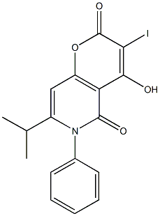 4-hydroxy-3-iodo-7-isopropyl-6-phenyl-2H-pyrano[3,2-c]pyridine-2,5(6H)-dione Structure